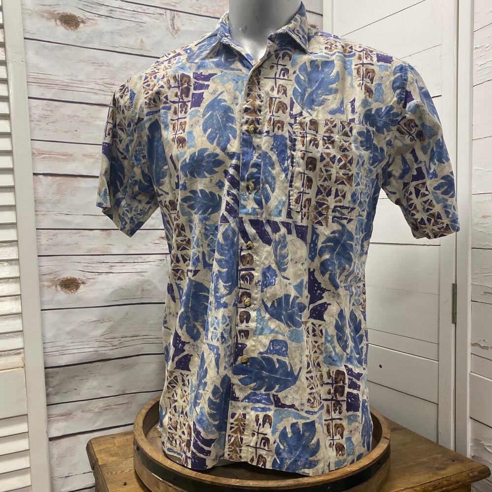Weekender Traveler Tropical Hawaiian Aloha Camp Shirt Pocket Short Sleeve L